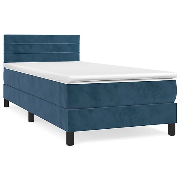 vidaXL Boxspringbett mit Matratze Dunkelblau 90x200 cm Samt1389965 günstig online kaufen