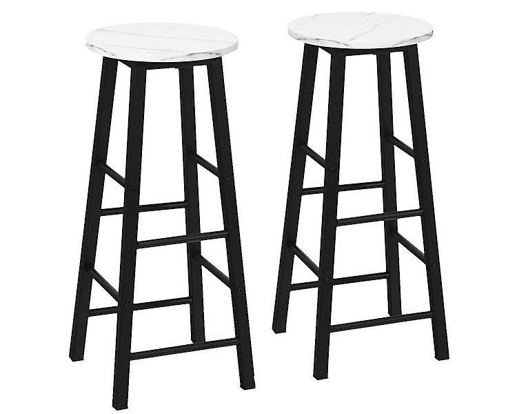 COSTWAY Barhocker (2er Set), Marmor, mit Fußstütze, Metall Sitzhöhe 71cm günstig online kaufen