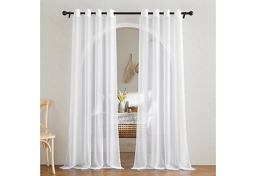 Topfinel Gardine in leinenoptik mit ösen, 2 Stücke (2 St), Ösen, transparen günstig online kaufen