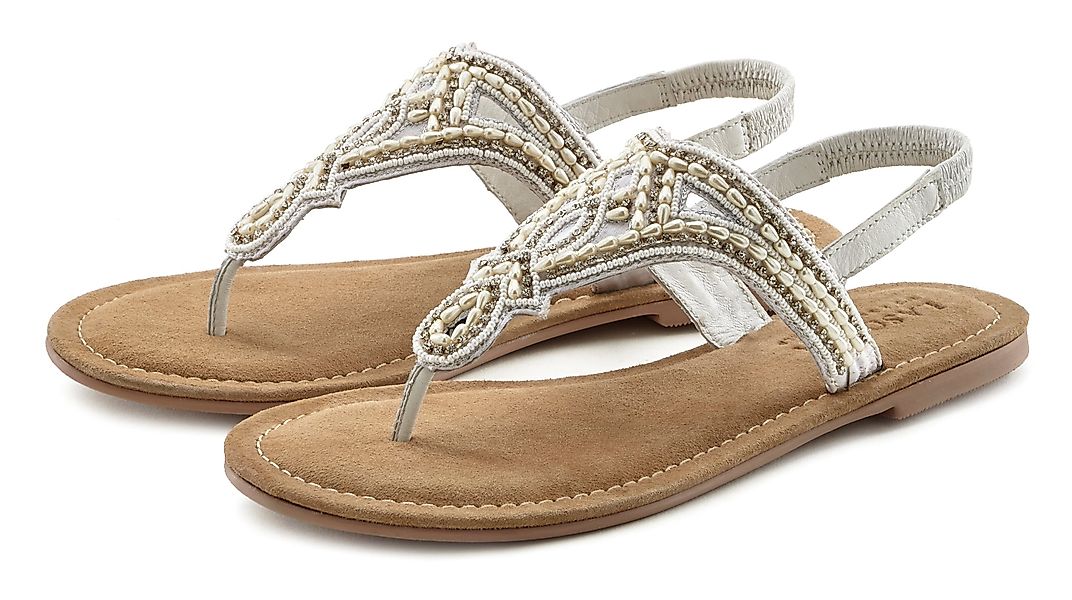 LASCANA Zehentrenner Sandale, Pantolette mit Perlen günstig online kaufen