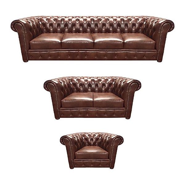 JVmoebel Chesterfield-Sofa Leder Polstermöbel Wohnzimmer Set Einrichtung Br günstig online kaufen