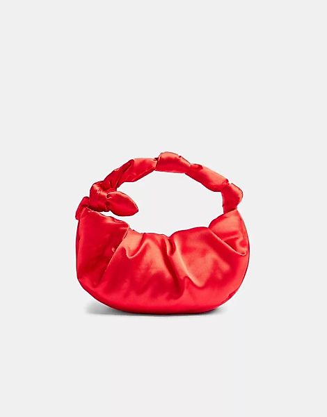 Topshop – Handtasche aus Satin mit Knotendetail in Rot günstig online kaufen