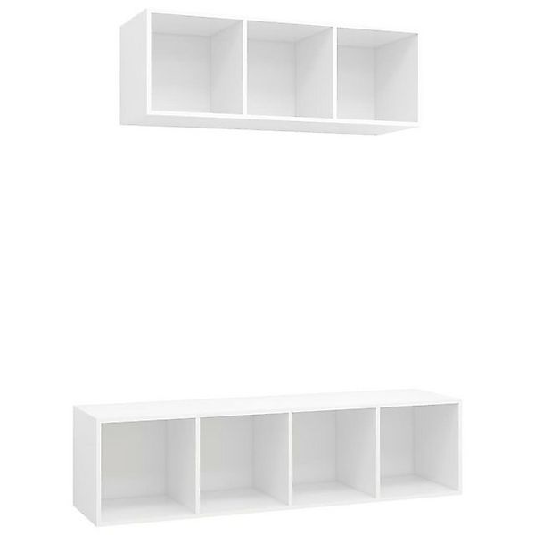 furnicato TV-Schrank 2-tlg. TV-Schrank-Set Weiß Holzwerkstoff (1-St) günstig online kaufen