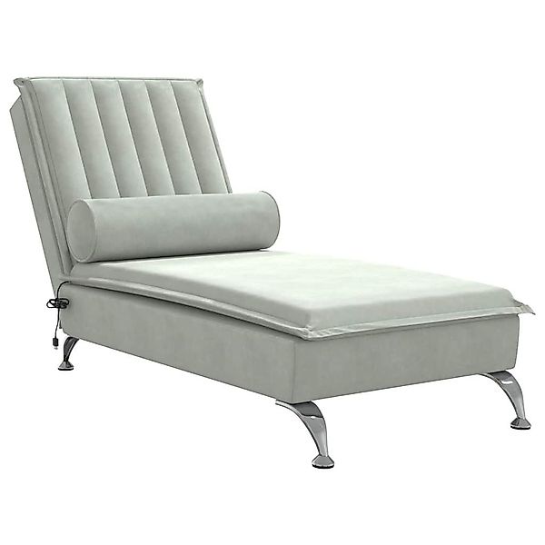 vidaXL Chaiselongue Massage-Chaiselongue mit Nackenrolle Hellgrau günstig online kaufen
