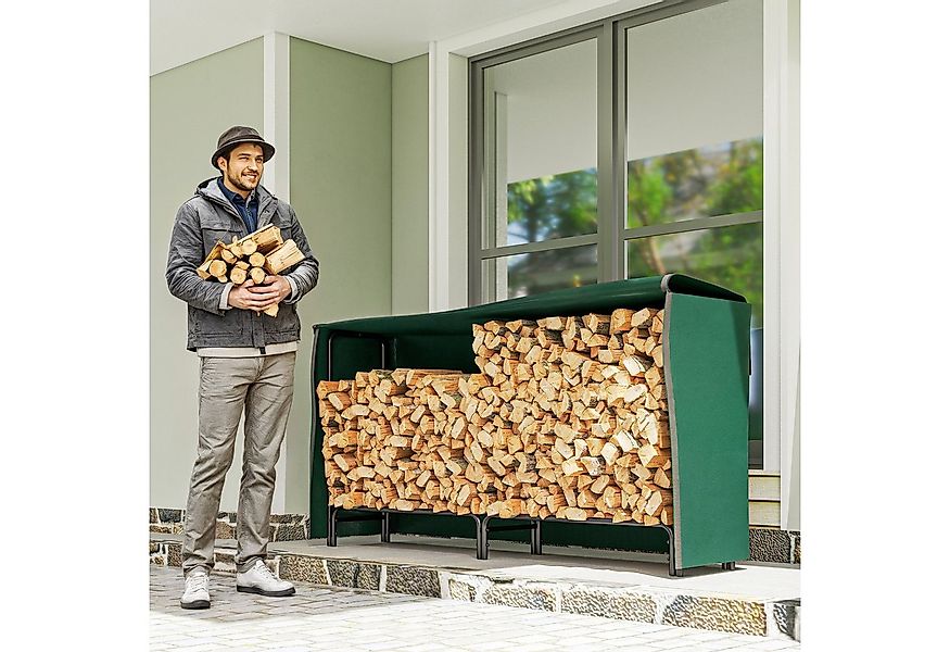 Outsunny Kaminholzregal mit Wasserabweisend Abdeckung, Verstellbar, BxTxH:2 günstig online kaufen