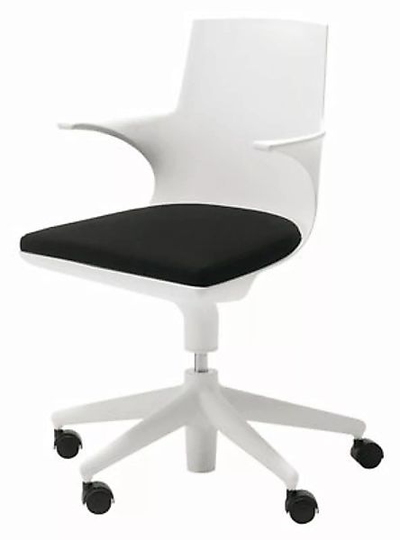 Sessel mit Rollen Spoon Chair plastikmaterial weiß - Kartell - Weiß günstig online kaufen