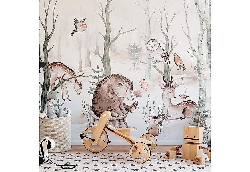 K&L Wall Art Kindertapete XXL Kinder Fototapete Kinderzimmer Waldtiere, Bed günstig online kaufen