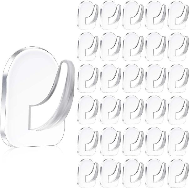 FELIXLEO Gardinenhaken 30 Stück Transparente Selbstklebende Wandhaken, Magi günstig online kaufen