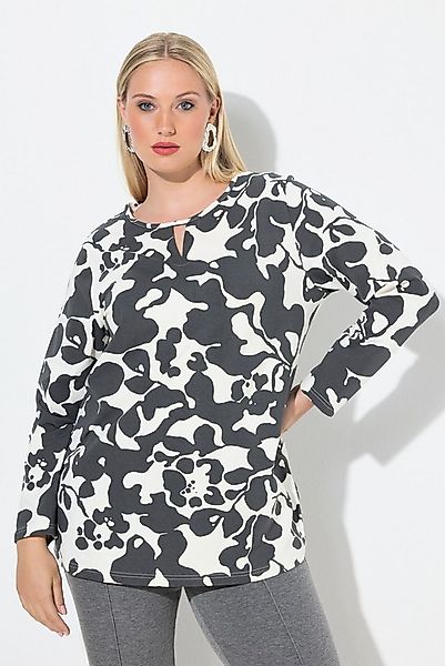 Ulla Popken Longsleeve Shirt Keyhole Rundhalssschnitt Langarm günstig online kaufen