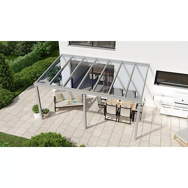 Terrassenüberdachung Professional 500 cm x 200 cm Grau Struktur Glas günstig online kaufen