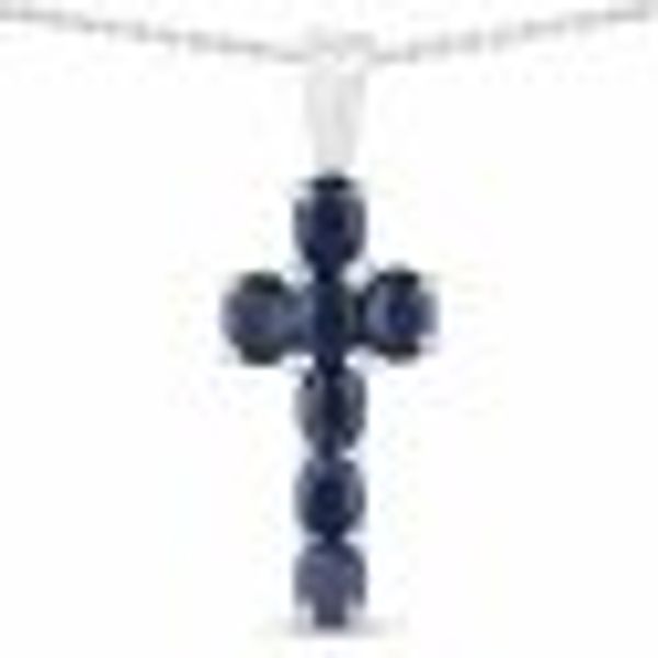 Anhänger mit Kette 925-Sterling Silber rhodiniert Glänzend Saphir Blau günstig online kaufen