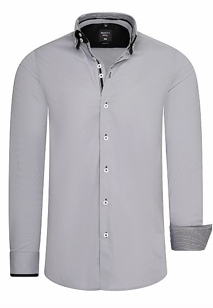 Rusty Neal Langarmhemd mit aufwendigen Knopf-Design günstig online kaufen