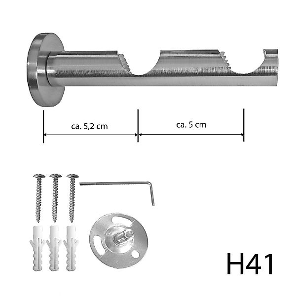 BASIT Gardinenstange Edelstahloptik 20mm mit Wandträgern günstig online kaufen
