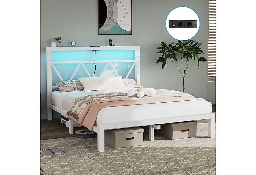 oyajia Metallbett Bettgestell mit LED-Beleuchtung, 90x200/140x200/160x200cm günstig online kaufen
