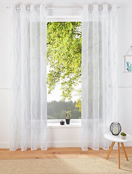 my home Gardine "Mila" Ösen 1 Stk. tlg. mit Wellenmuster bestickt, monochro günstig online kaufen