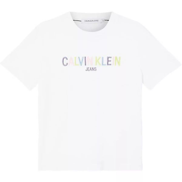 Calvin Klein Jeans Multicolored Logo Kurzärmeliges T-shirt XS Bright White günstig online kaufen