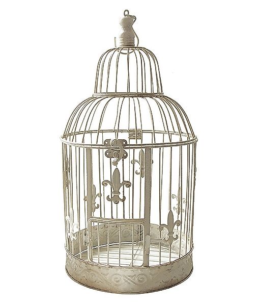 Deko Vogelkäfig Lilie Nostalgie Voliere Landhausstil Antik-Weiß 50 cm günstig online kaufen