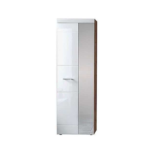 Garderobenschrank 2-trg inkl Spiegel LIRO Artisan / Weiß hochglanz günstig online kaufen