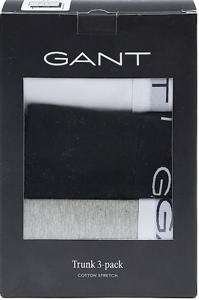 Gant Boxershorts trunk 3er-Pack Schwarz Grau Weiß - Größe M günstig online kaufen