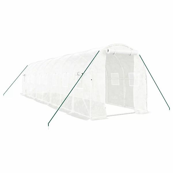 furnicato Gewächshaus mit Stahlrahmen Weiß 16 m² 8x2x2 m günstig online kaufen