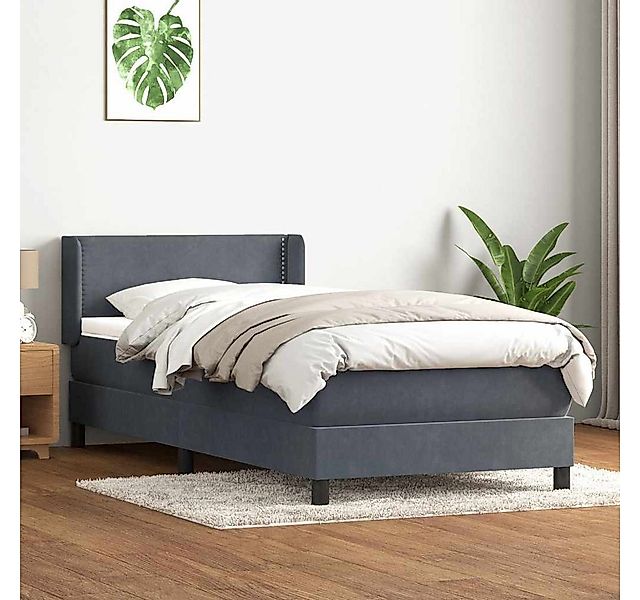 vidaXL Boxspringbett, Boxspringbett mit Matratze Dunkelgrau 80x210 cm Samt günstig online kaufen