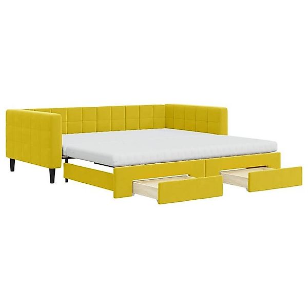 vidaXL Bett, Tagesbett Ausziehbar mit Schubladen Gelb 100x200 cm Samt günstig online kaufen
