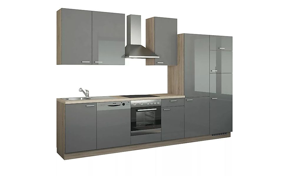Küchenzeile mit Elektrogeräten - grau - 340 cm - Küchen > Küchenblöcke mit günstig online kaufen