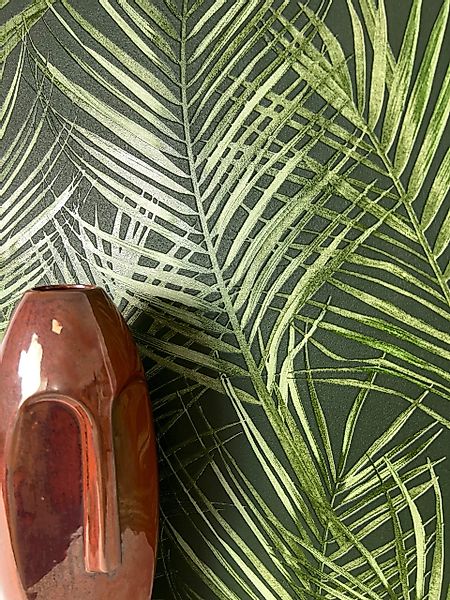 Newroom Vliestapete, Olivgrün Tapete Modern Dschungel günstig online kaufen
