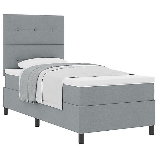 vidaXL Bett Boxspringbett mit Matratze Hellgrau 90x200 cm Stoff (1-tlg) günstig online kaufen