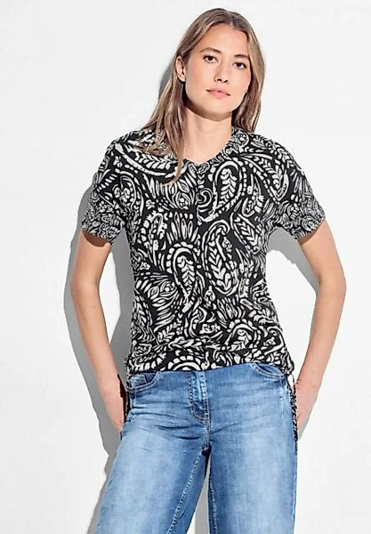 Cecil T-Shirt mit Tunnelzugband mit Knotendetail am Saum günstig online kaufen