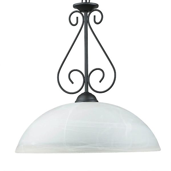 EASYLIGHT Hängeleuchte Glas Metall Rustikal Ø 40 cm Rund Schwarz Weiß E27 A günstig online kaufen