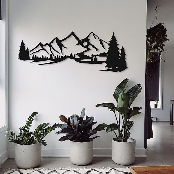 WoodFriends Wandbild aus Holz Berge Holzschild zum Aufkleben Berglandschaft günstig online kaufen