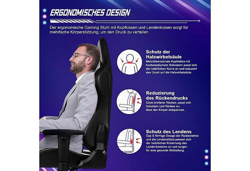 Hiazurm Gaming-Stuhl Gaming Stuhl, Bürostuhl Ergonomisch, Gaming Chair (Erg günstig online kaufen