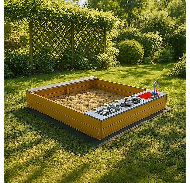 HOME DELUXE Sandkasten mit Spielküchenzeile COOKY,  125 x 135 x 20 cm, Spie günstig online kaufen
