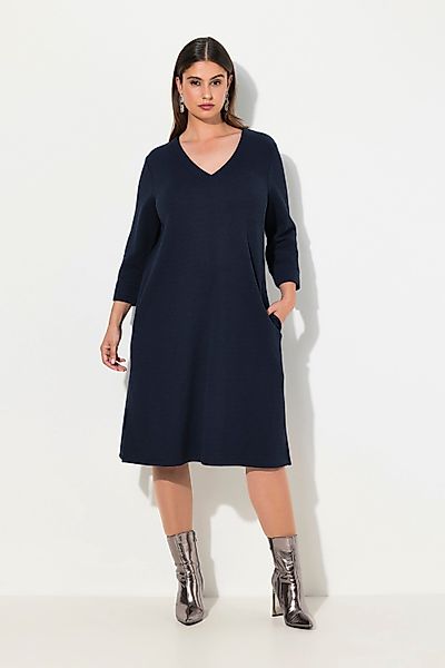 Ulla Popken Minikleid Sweatkleid A-Linie V-Ausschnitt günstig online kaufen
