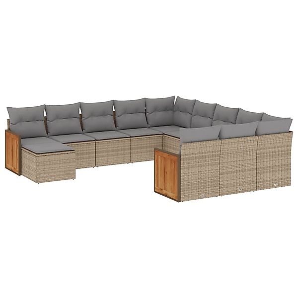 vidaXL 12-tlg Garten-Sofagarnitur mit Kissen Beige Poly Rattan Modell 86 günstig online kaufen