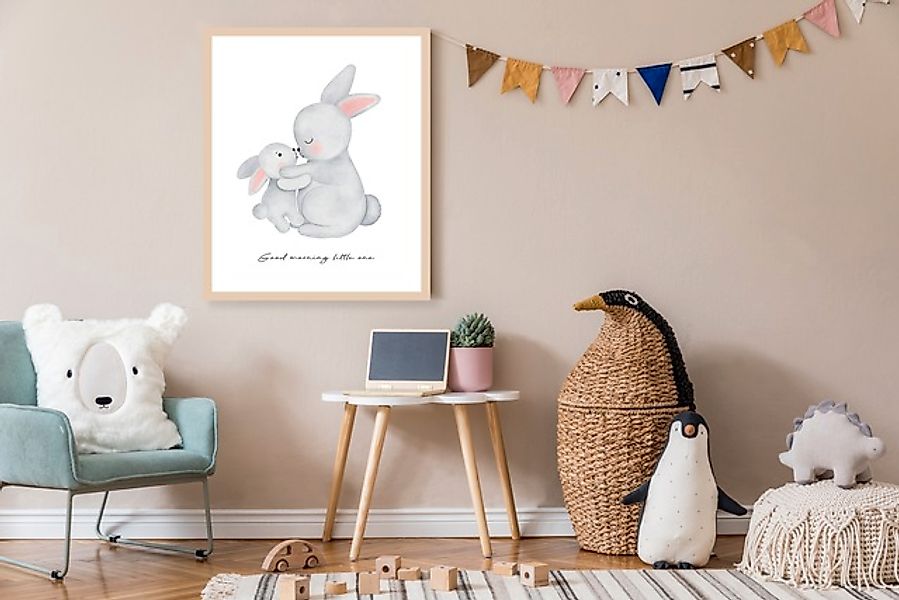 Lüttenhütt Bild mit Rahmen »Großer Hase und Hasenkind«, Fantasy-Hase-Hasen- günstig online kaufen
