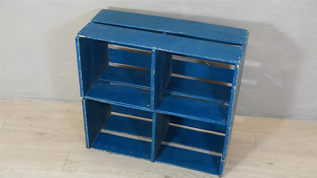 Regal Kisten Blau Wandregal Aufbewahrung Ordnung Holz Vintage schabby Gebra günstig online kaufen