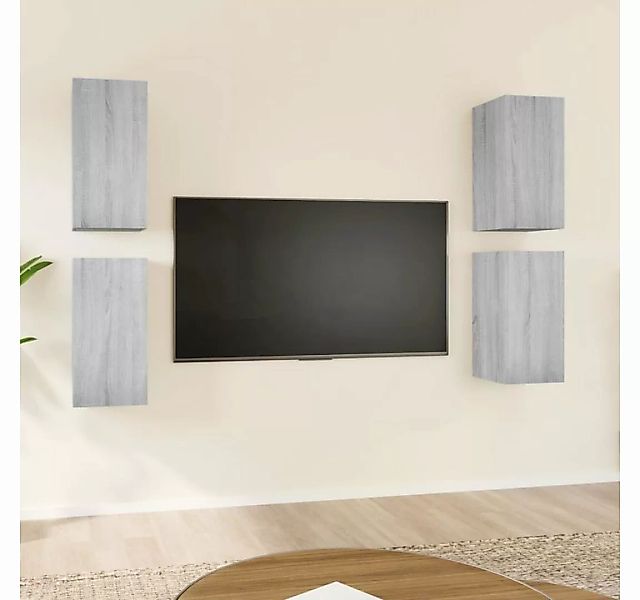 vidaXL TV-Schrank TV-Schränke 4 Stk. Grau Sonoma 30,5x30x60 cm Holzwerkstof günstig online kaufen