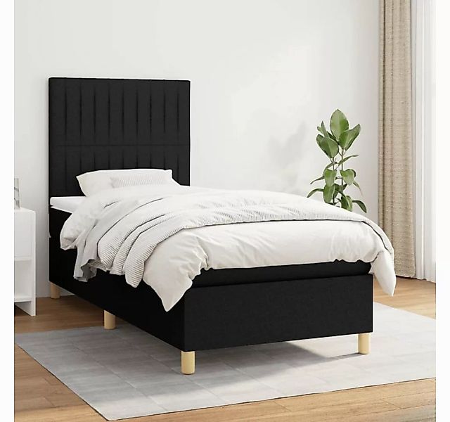 vidaXL Boxspringbett Boxspringbett mit Matratze Schwarz 90x200 cm Stoff Bet günstig online kaufen