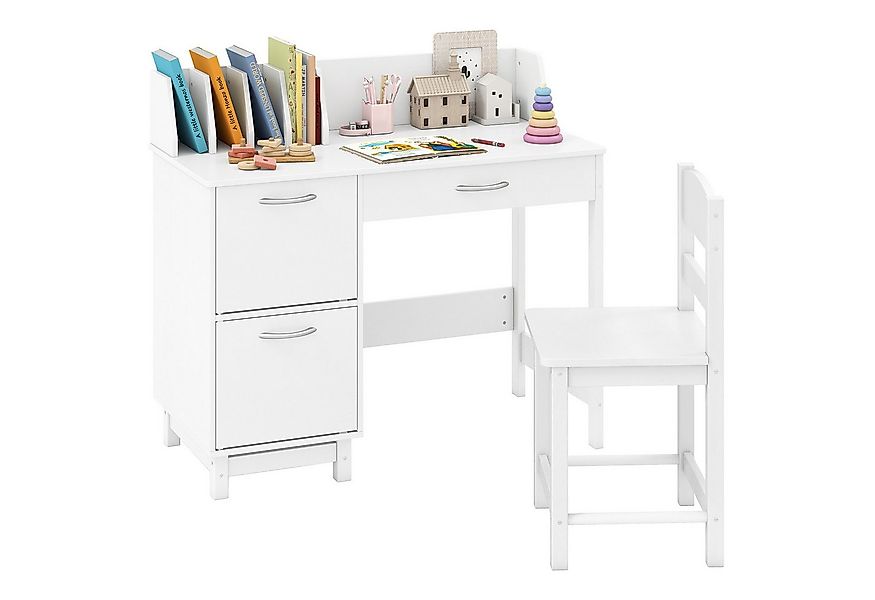 COSTWAY Kinderschreibtisch (2-St), mit Stuhl set, 3 Schublade, ab 3 Jahren günstig online kaufen