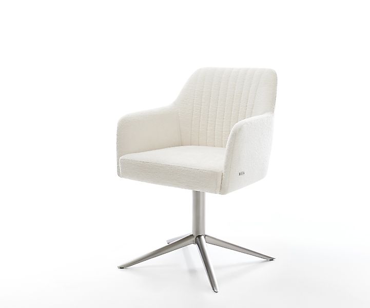 Drehstuhl Greg-Flex Bouclé Soft Beige Fußkreuz Edelstahl 360° drehbar Wippf günstig online kaufen