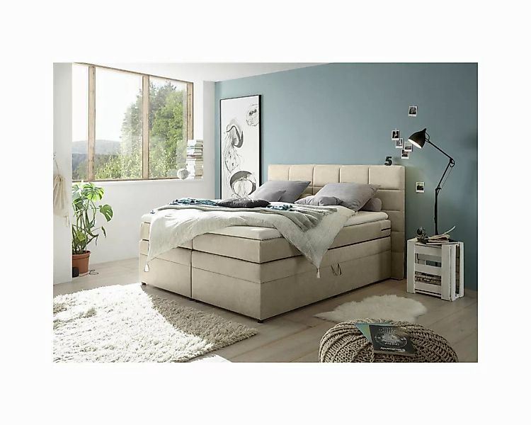 Lomadox Boxspringbett TEREZIN-09, Doppelbett, 180x200, mit Bettkasten, Härt günstig online kaufen