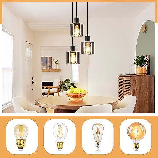 Nettlife Pendelleuchte Schwarz Vintage E27 Glas günstig online kaufen