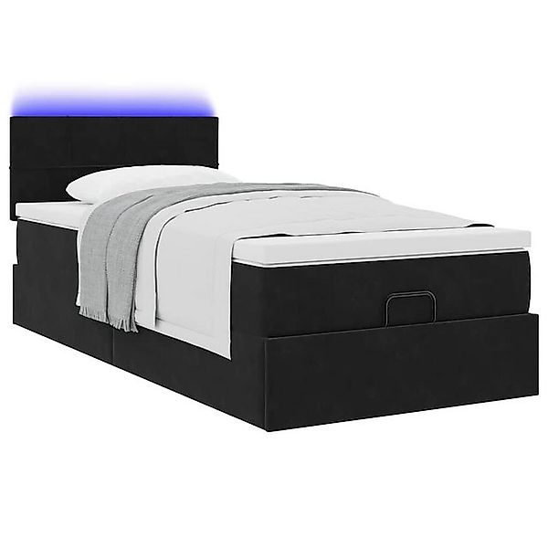 vidaXL Bett Ottoman-Bett mit Matratze & LEDs Schwarz 90x190 cm Samt günstig online kaufen