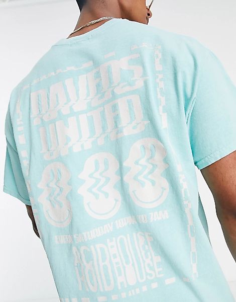Topman – Oversize-T-Shirt in Grün mit „Ravers United“-Print vorne und hinte günstig online kaufen
