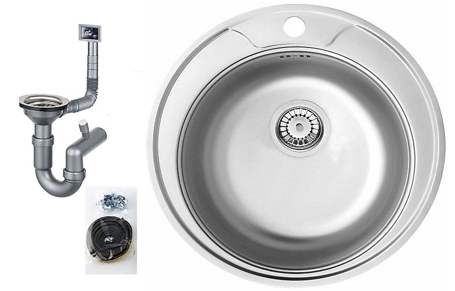 Faizee Möbel Edelstahlspüle Edelstahl Küchenspüle Rund Spüle 51 cm Einbausp günstig online kaufen