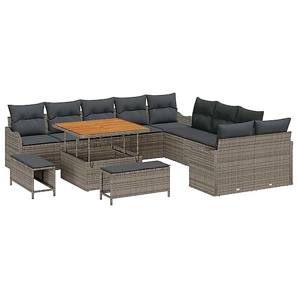 vidaXL Garten-Sofa-Set 13-Tlg Grau Poly Rattan 3362318 günstig online kaufen