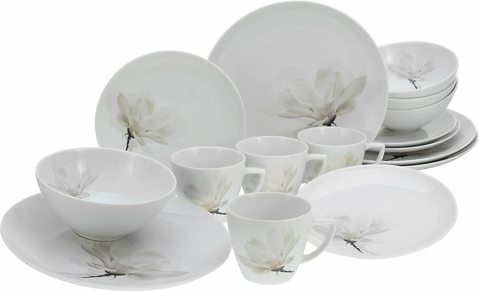 CreaTable Kombiservice "Home Magnolie" Dekor mit Magnolienblüte günstig online kaufen