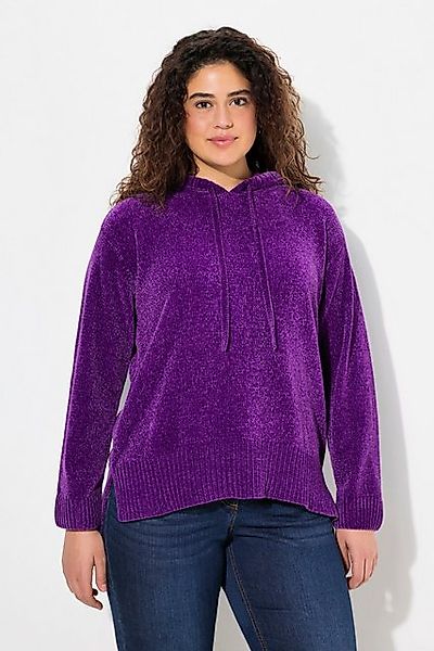 Ulla Popken Wollpullover Chenille-Hoodie Kapuze Kordel Langarm günstig online kaufen